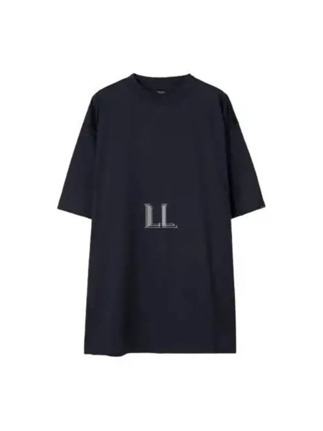 Balenciaga Cotton Crew Neck Short Sleeve T-Shirt Navy