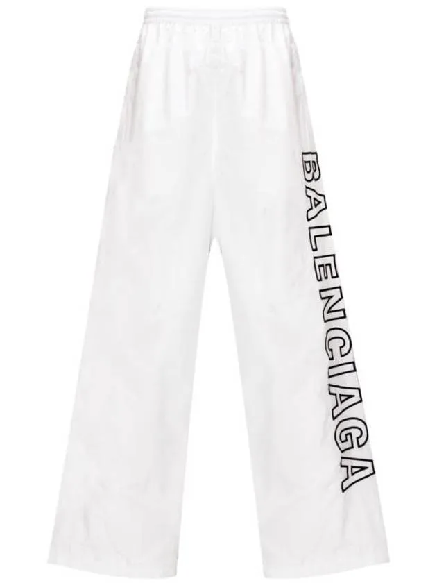 Balenciaga Embroidered Logo Polyester Wide Track Pants White