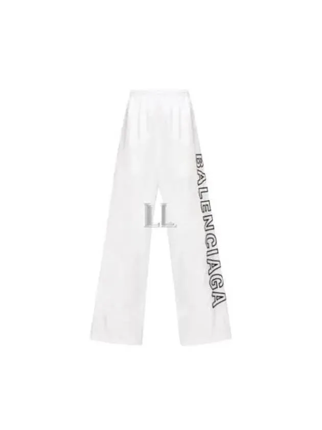 Balenciaga Embroidered Logo Polyester Wide Track Pants White