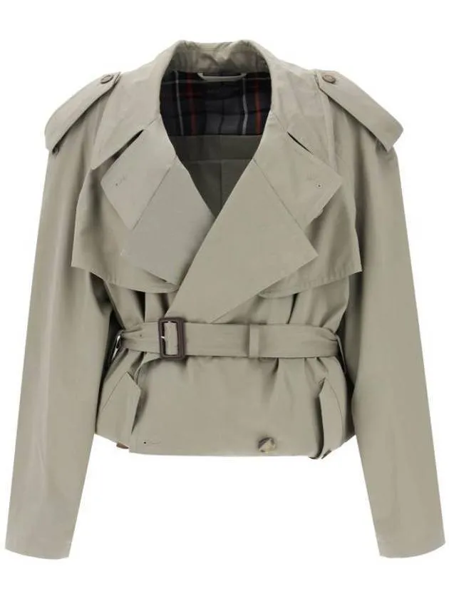 Balenciaga Fold Cotton Twill Short Trench Coat Beige