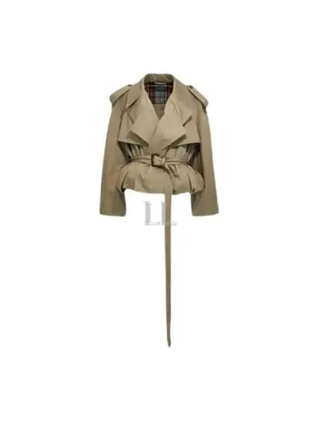Balenciaga Fold Cotton Twill Short Trench Coat Beige