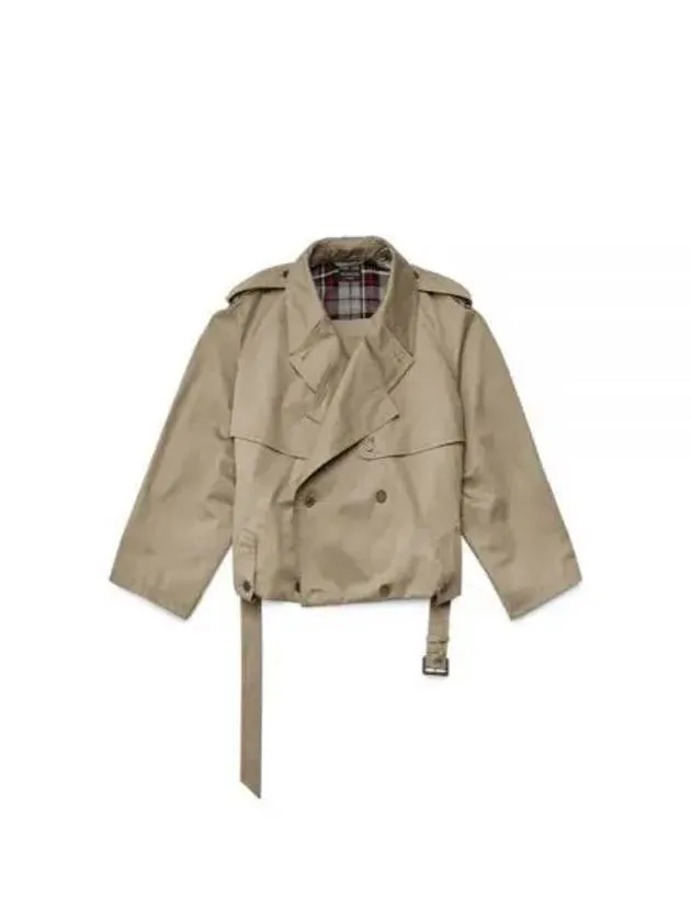 Balenciaga Fold Cotton Twill Short Trench Coat Beige