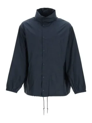 Balenciaga Language Logo Nylon Raincoat Navy