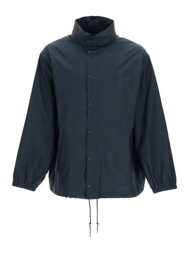 Balenciaga Language Logo Nylon Raincoat Navy