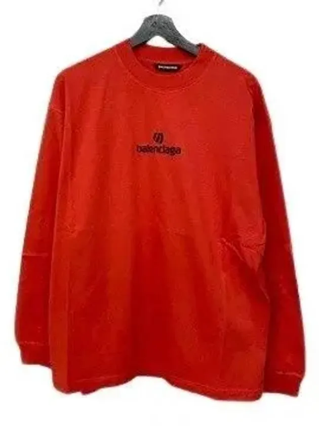 Balenciaga Logo Cotton Sweatshirt Red