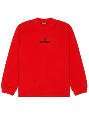 Balenciaga Logo Cotton Sweatshirt Red