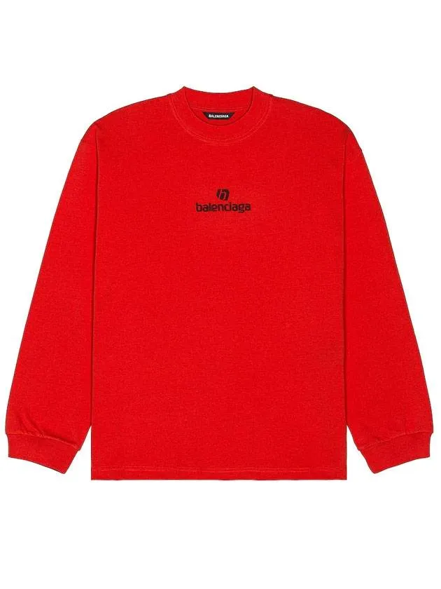 Balenciaga Logo Cotton Sweatshirt Red