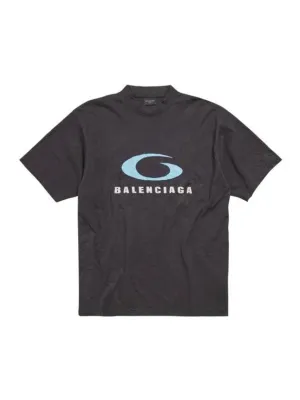 Balenciaga Logo Print Cotton Short Sleeve T-Shirt Black