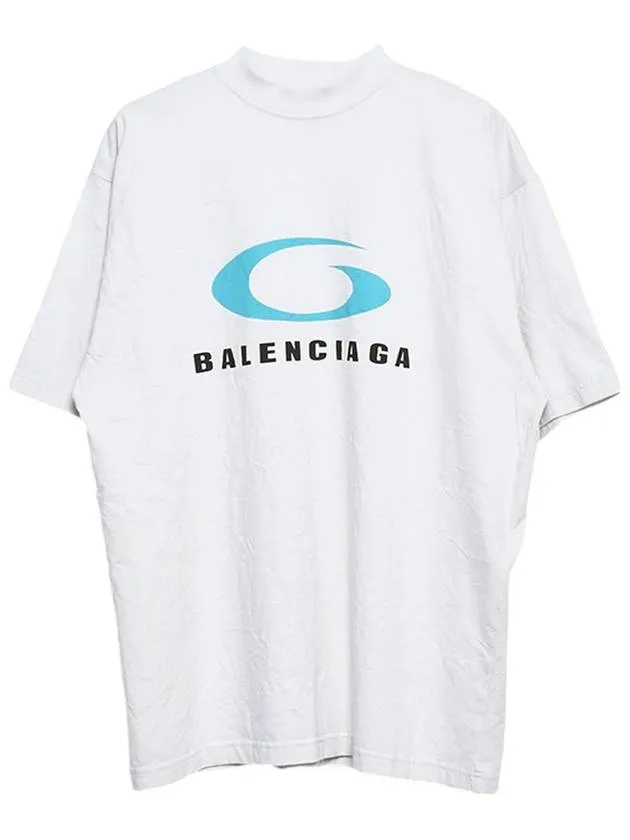 Balenciaga Logo Print Cotton Short Sleeve T-Shirt White