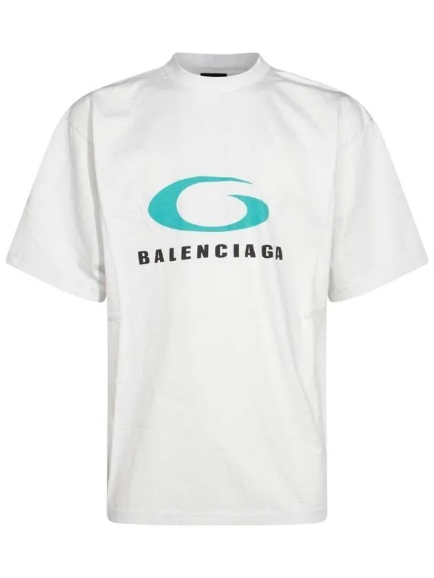 Balenciaga Logo Print Cotton Short Sleeve T-Shirt White