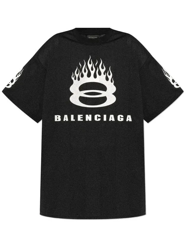 Balenciaga Logo Print Crew Neck Short Sleeve T-Shirt Black