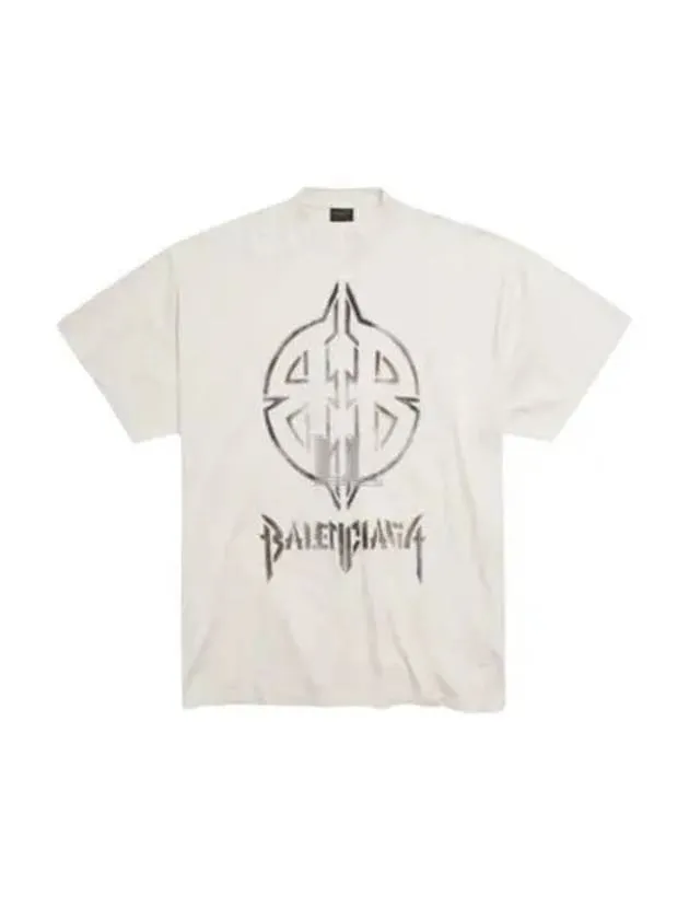 Balenciaga Metal BB Stencil Cotton Short Sleeve T-Shirt White