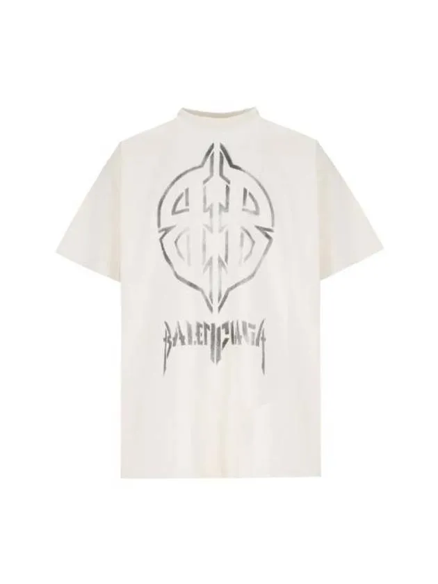 Balenciaga Metal BB Stencil Cotton Short Sleeve T-Shirt White