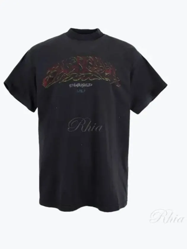 Balenciaga Offshore Oversized Short Sleeve T-Shirt Black Faded