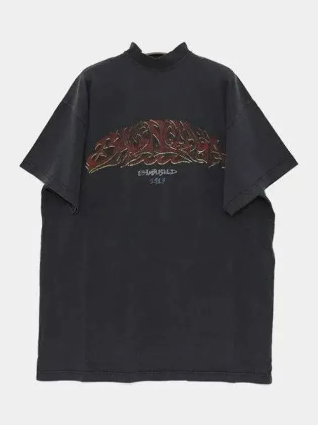 Balenciaga Offshore Oversized Short Sleeve T-Shirt Black Faded