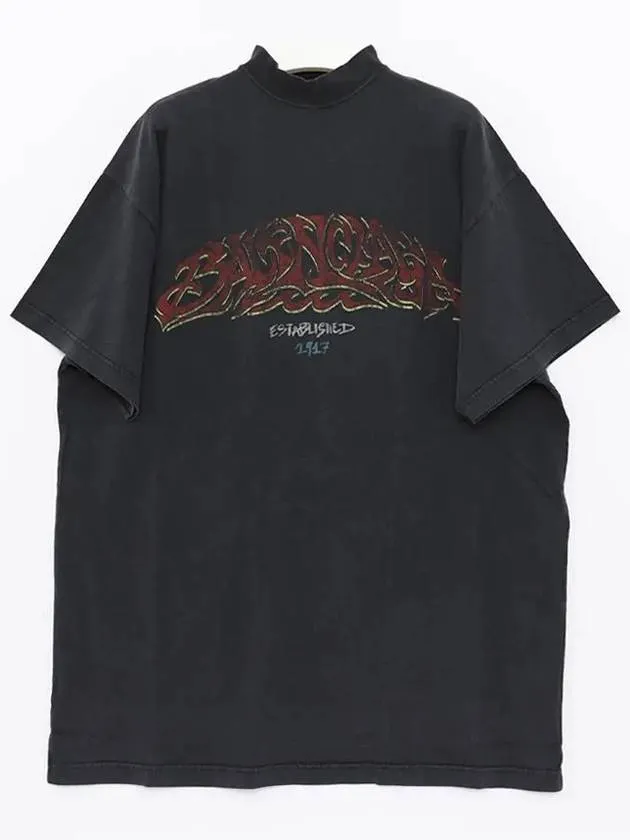 Balenciaga Offshore Oversized Short Sleeve T-Shirt Black Faded