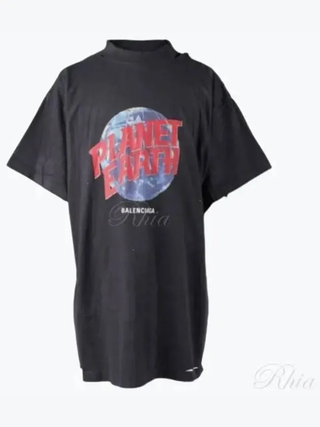 Balenciaga Planet Earth Oversized Short Sleeve T-Shirt Black