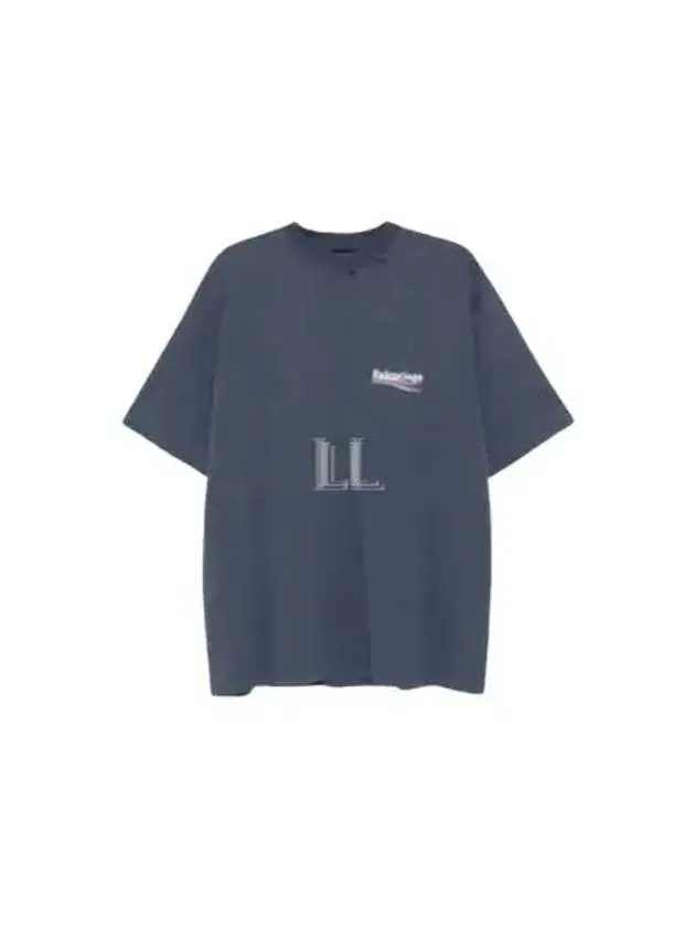 Balenciaga Political Campaign Logo Print Short Sleeve T-Shirt Washed Blue