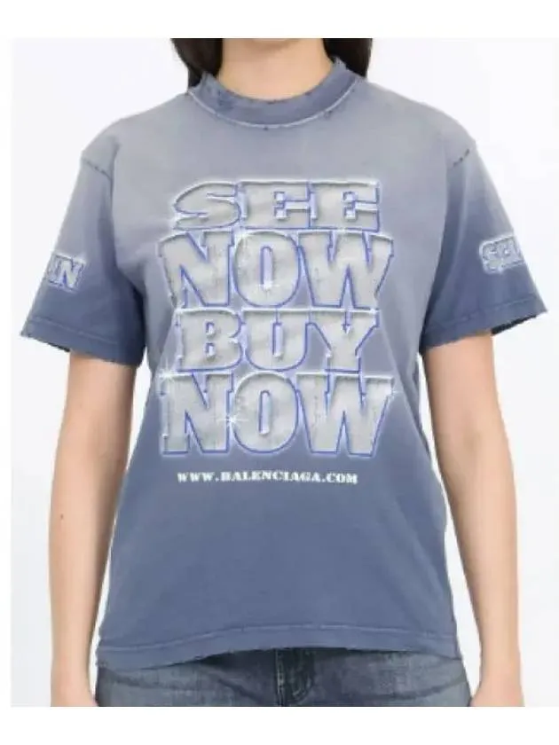 Balenciaga See Now Buy Now Short Sleeve T-Shirt Blue