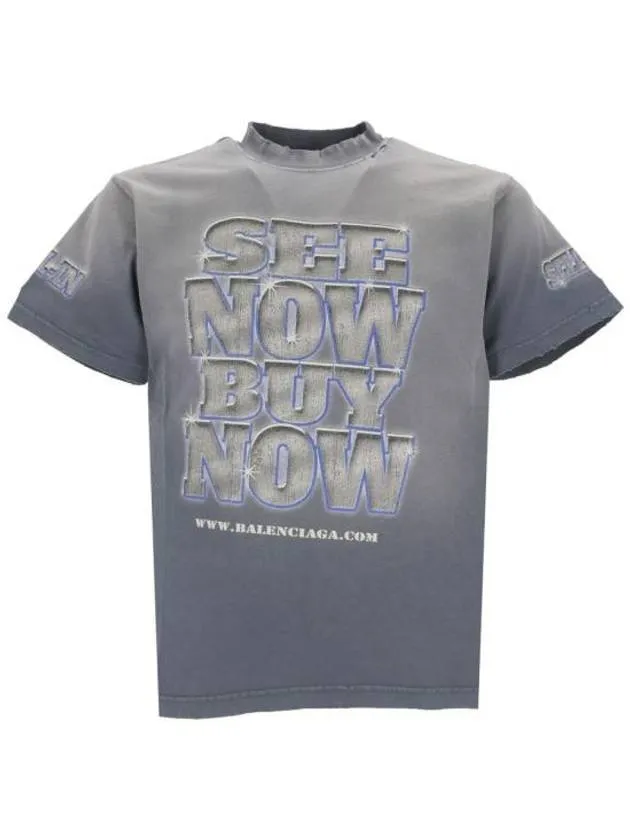 Balenciaga See Now Buy Now Short Sleeve T-Shirt Blue