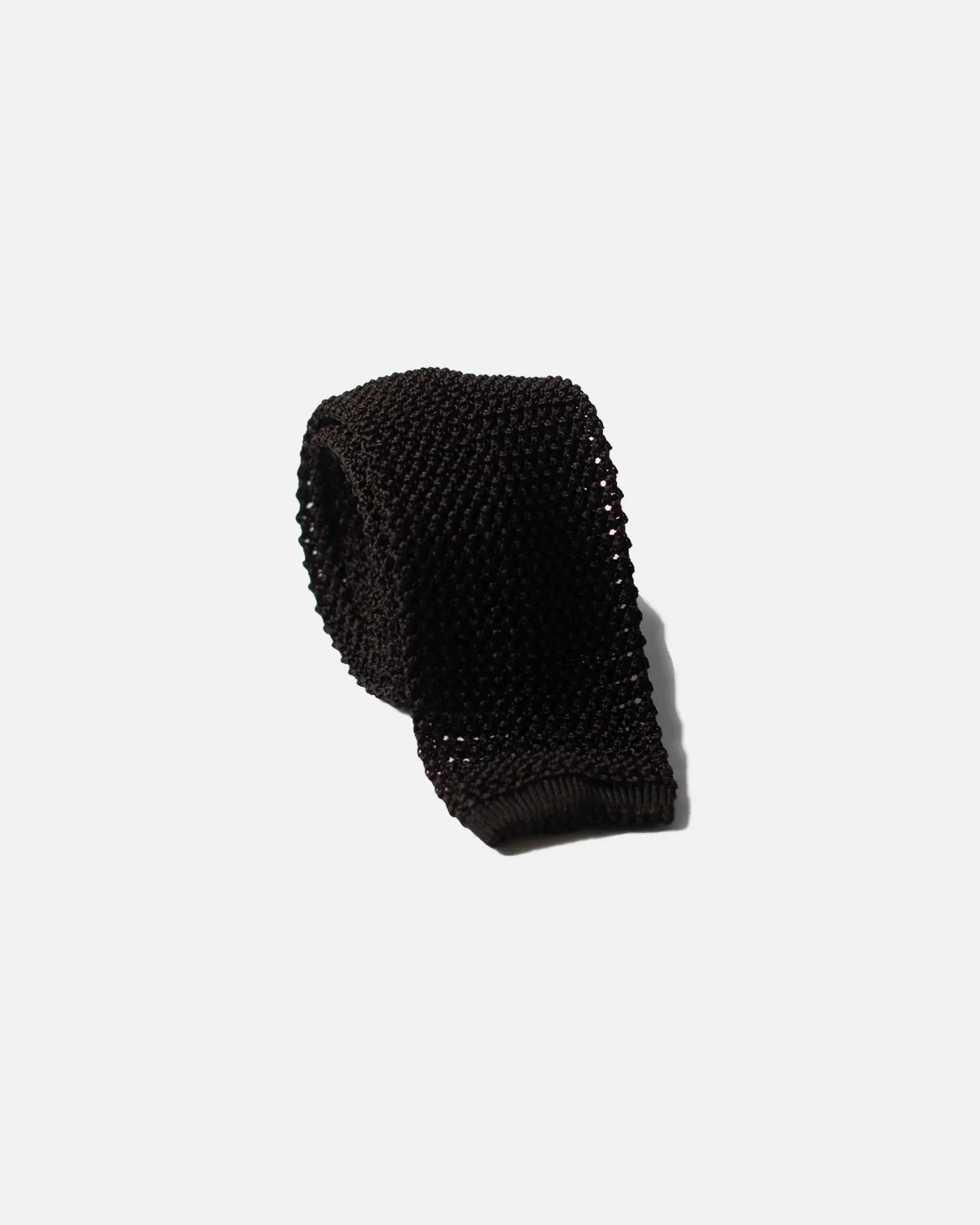 BLACK SOLID SILK KNIT TIE