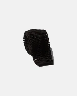 BLACK SOLID SILK KNIT TIE