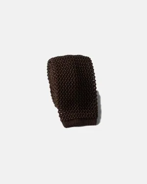 BROWN SOLID SILK KNIT TIE