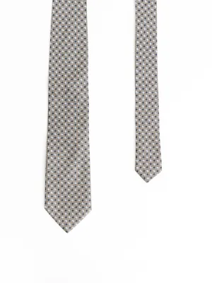 Brown/Silver Floral Silk Tie