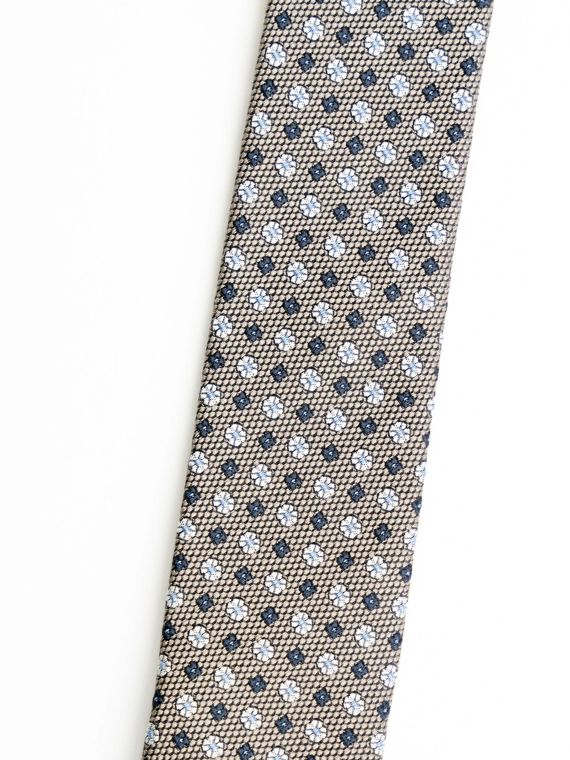 Brown/Silver Floral Silk Tie