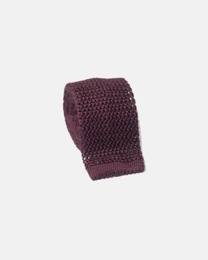 BURGUNDY SOLID SILK KNIT TIE