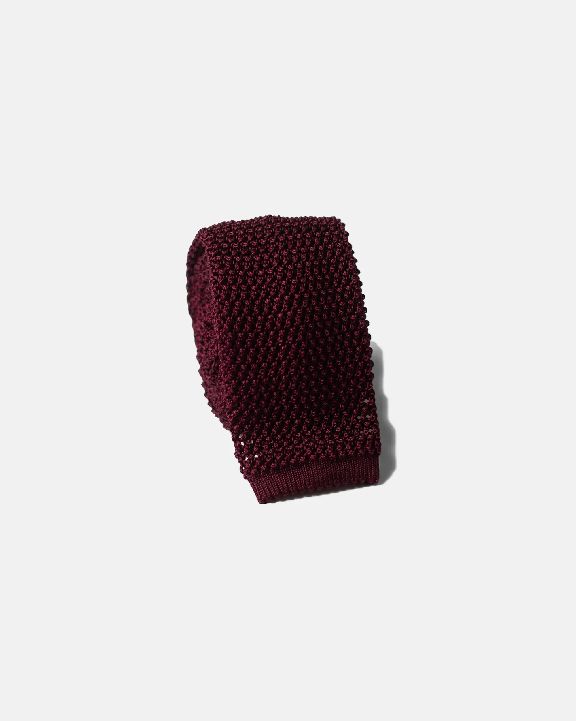 BURGUNDY SOLID SILK KNIT TIE