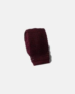 BURGUNDY SOLID SILK KNIT TIE