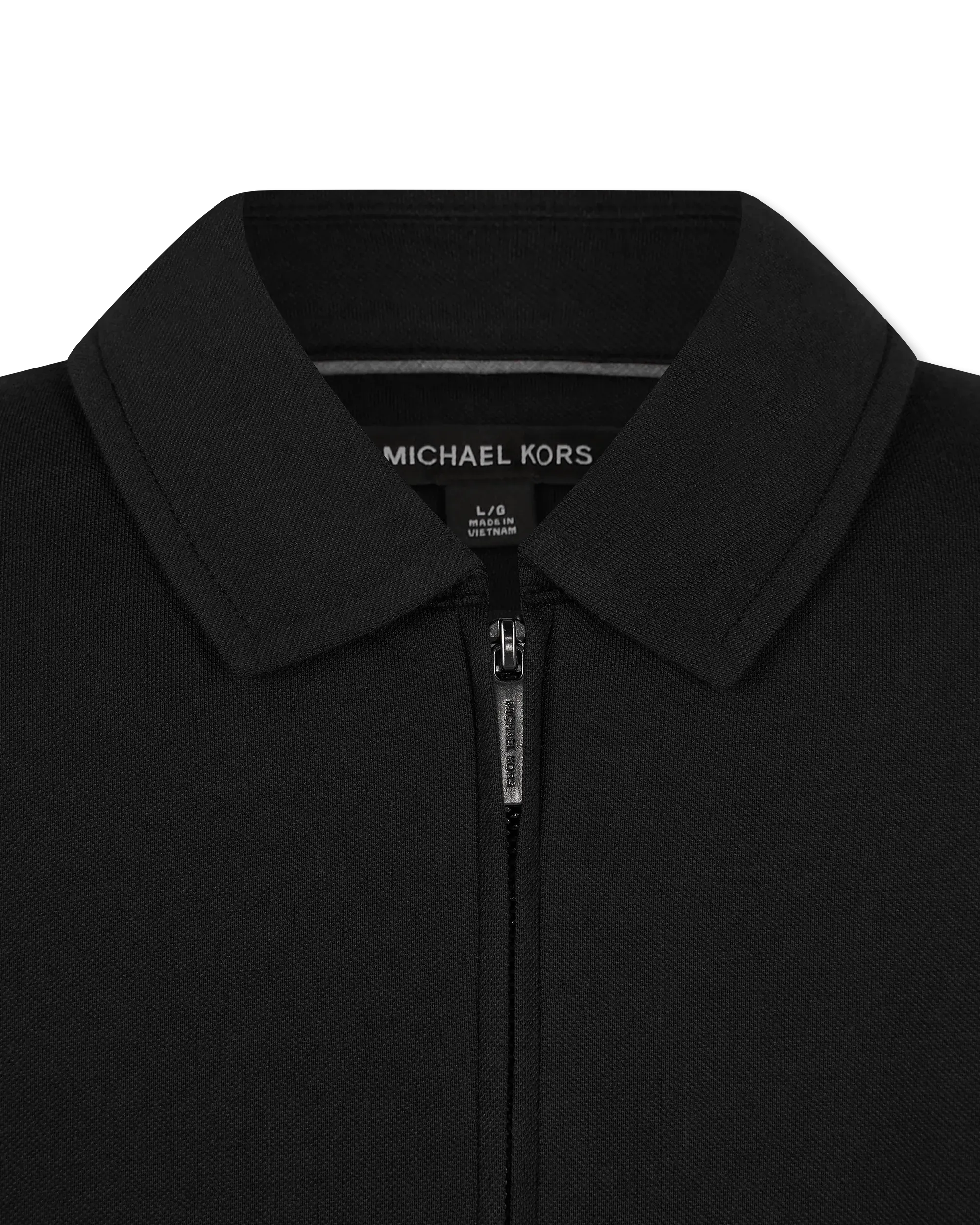 Cotton Blend Piqu Zip-Up Polo Shirt