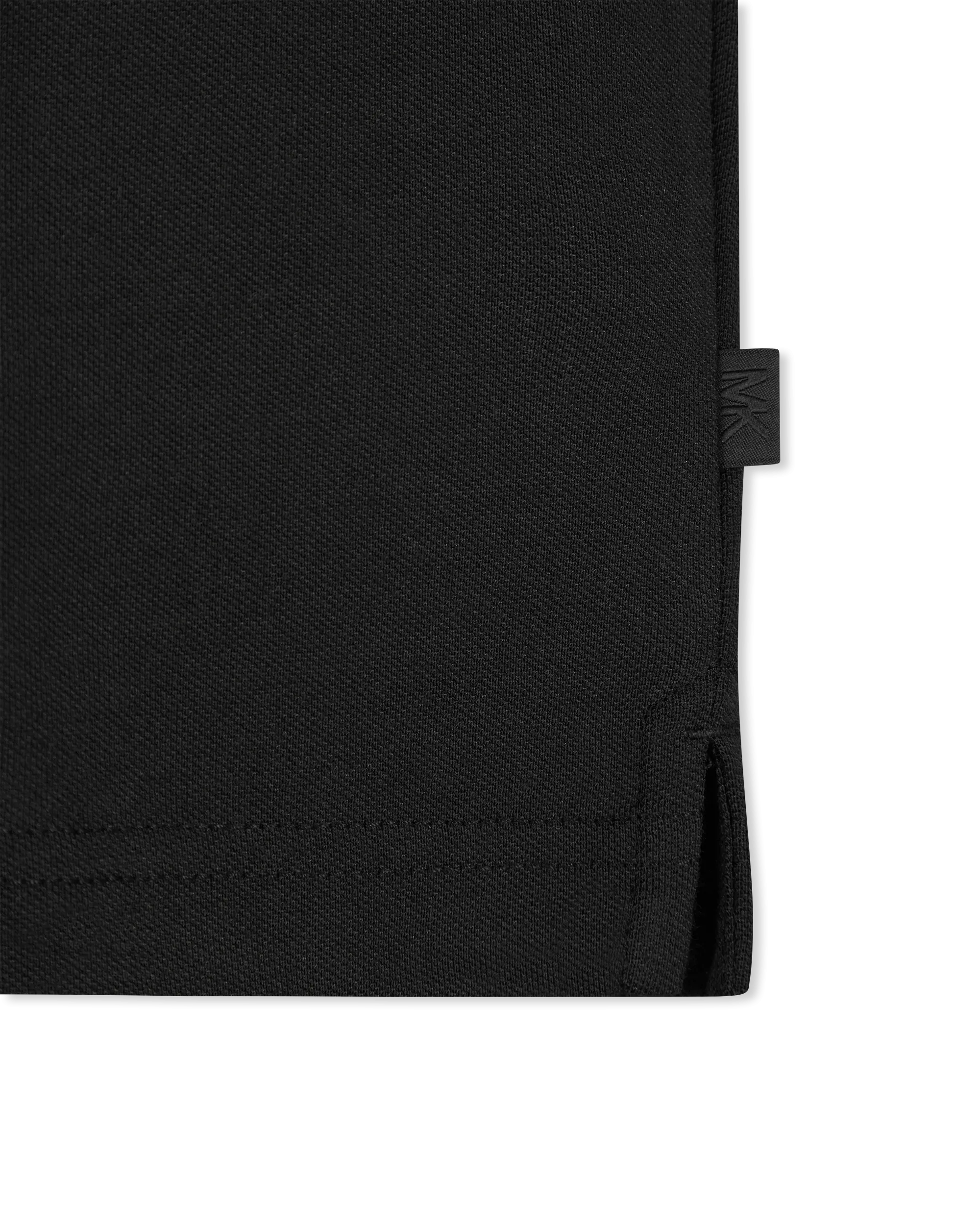 Cotton Blend Piqu Zip-Up Polo Shirt