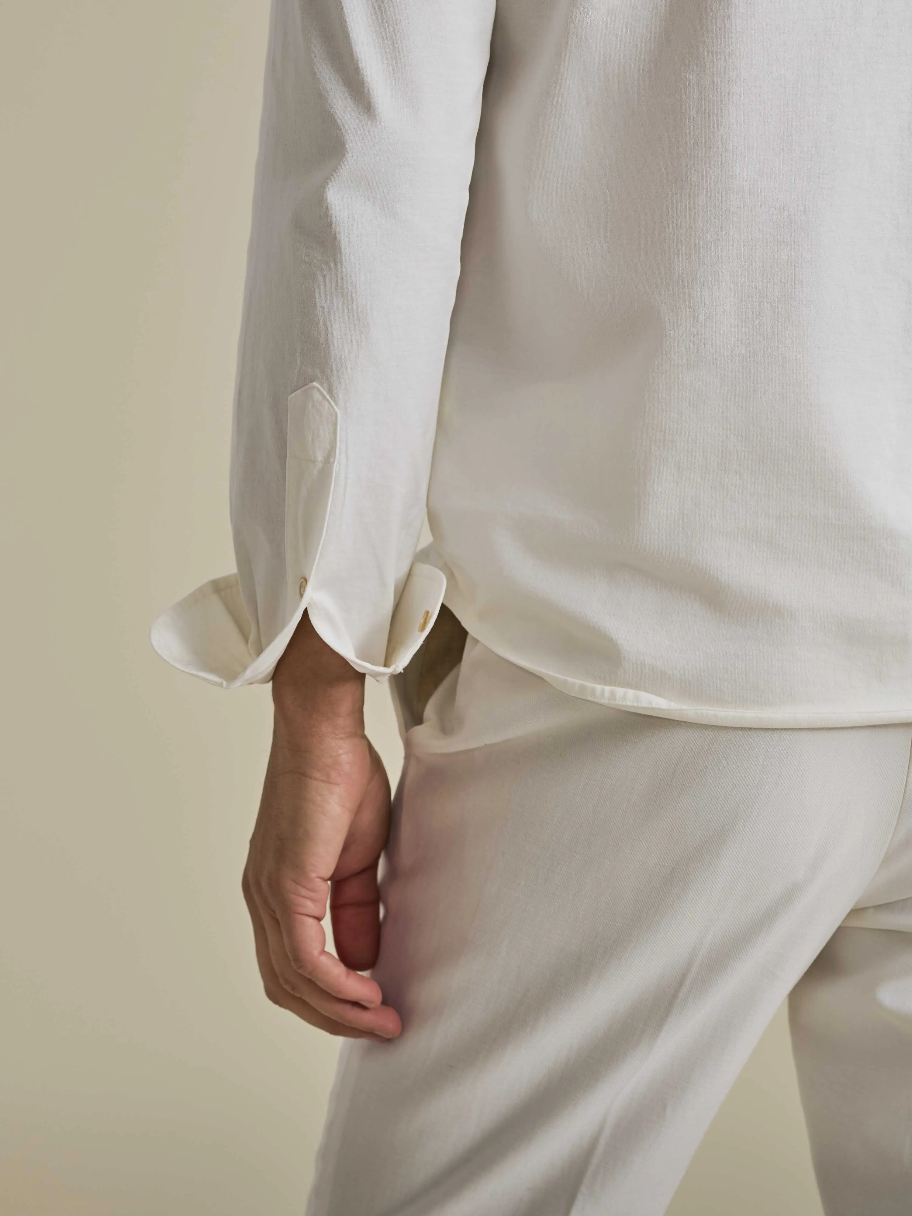 Cotton Jersey Long Sleeve Button Through Polo Shirt