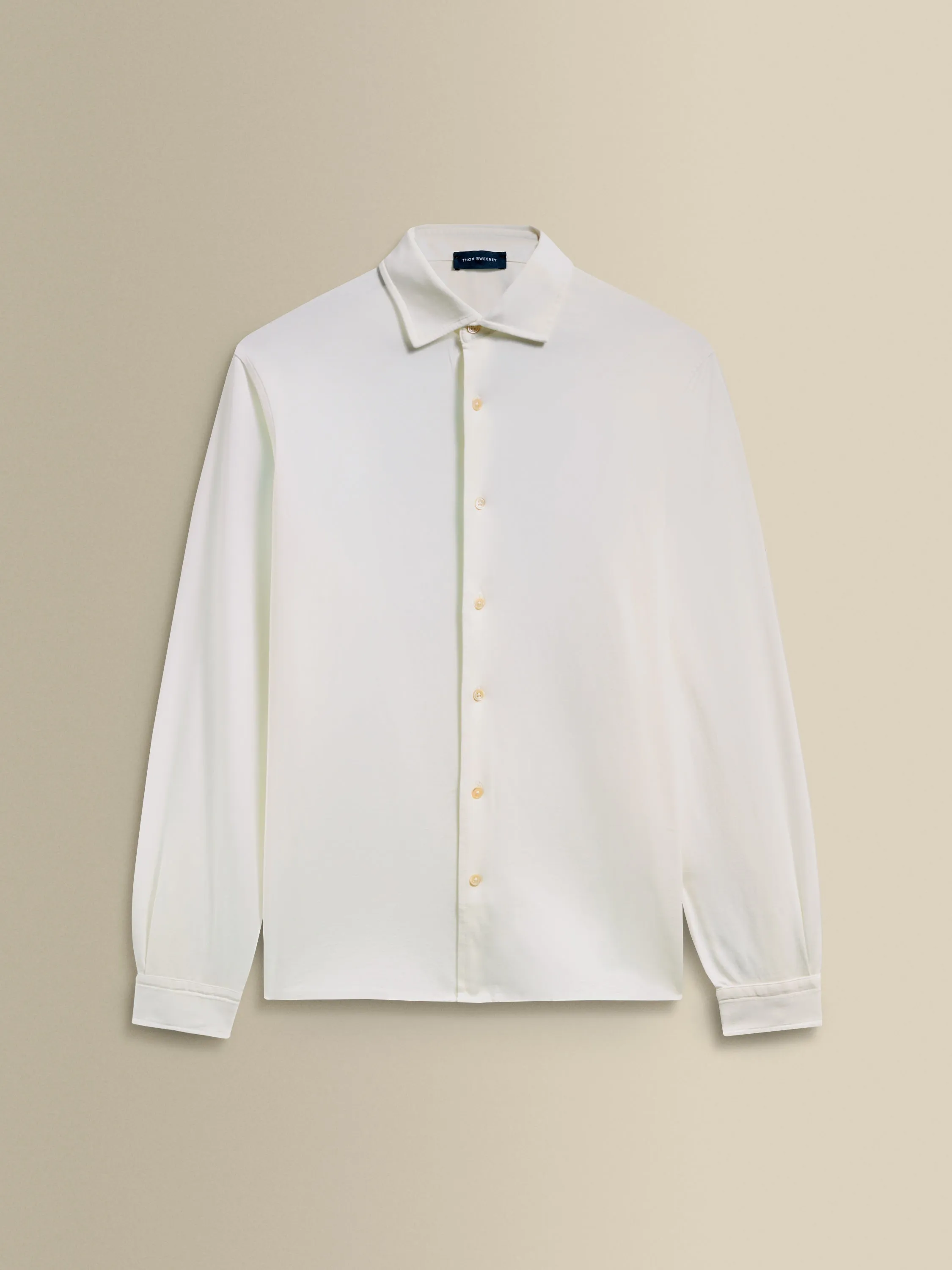 Cotton Jersey Long Sleeve Button Through Polo Shirt