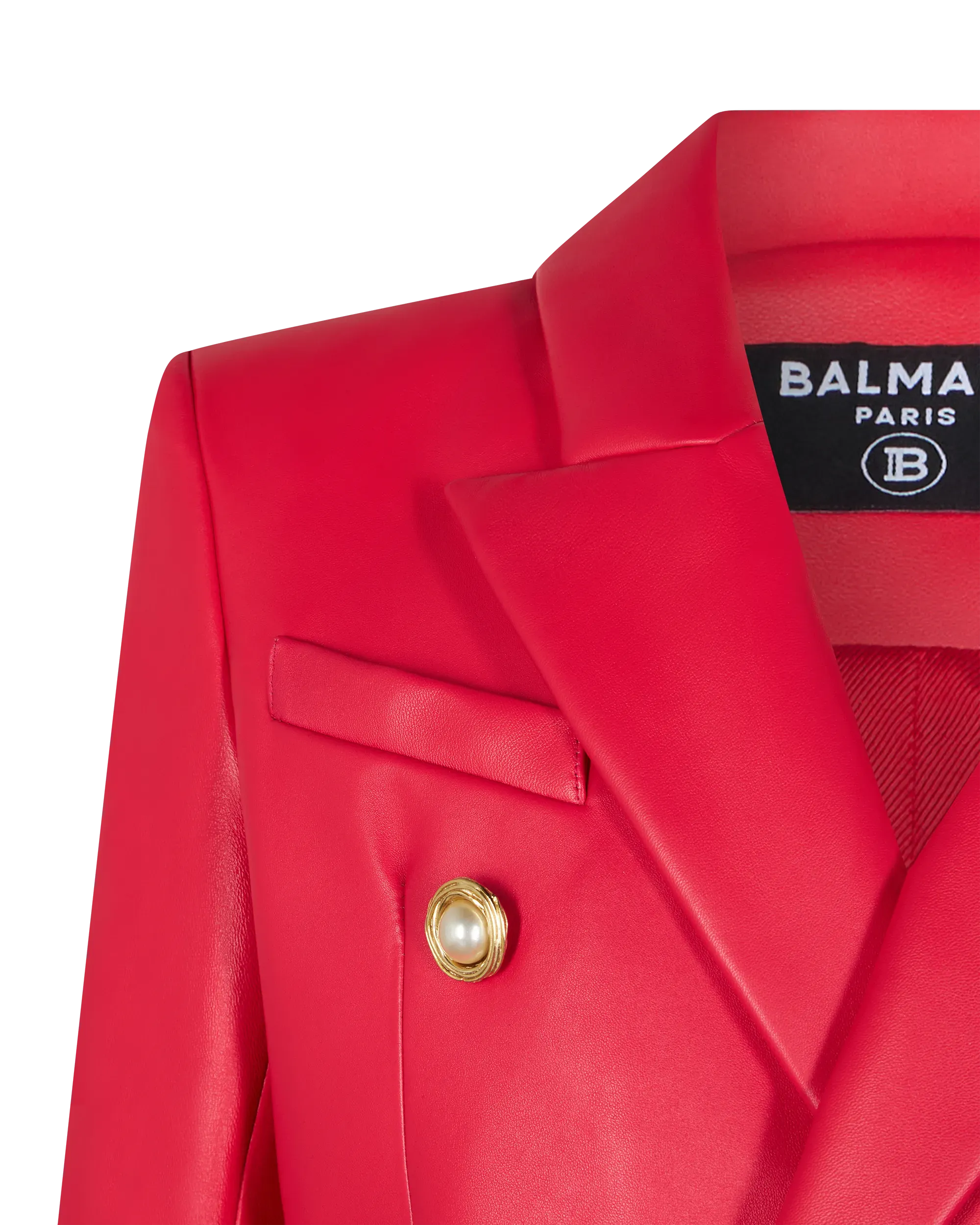 Cropped Lambskin Leather 6-Button Jacket