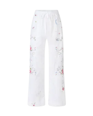 Embroidered Linen Pants