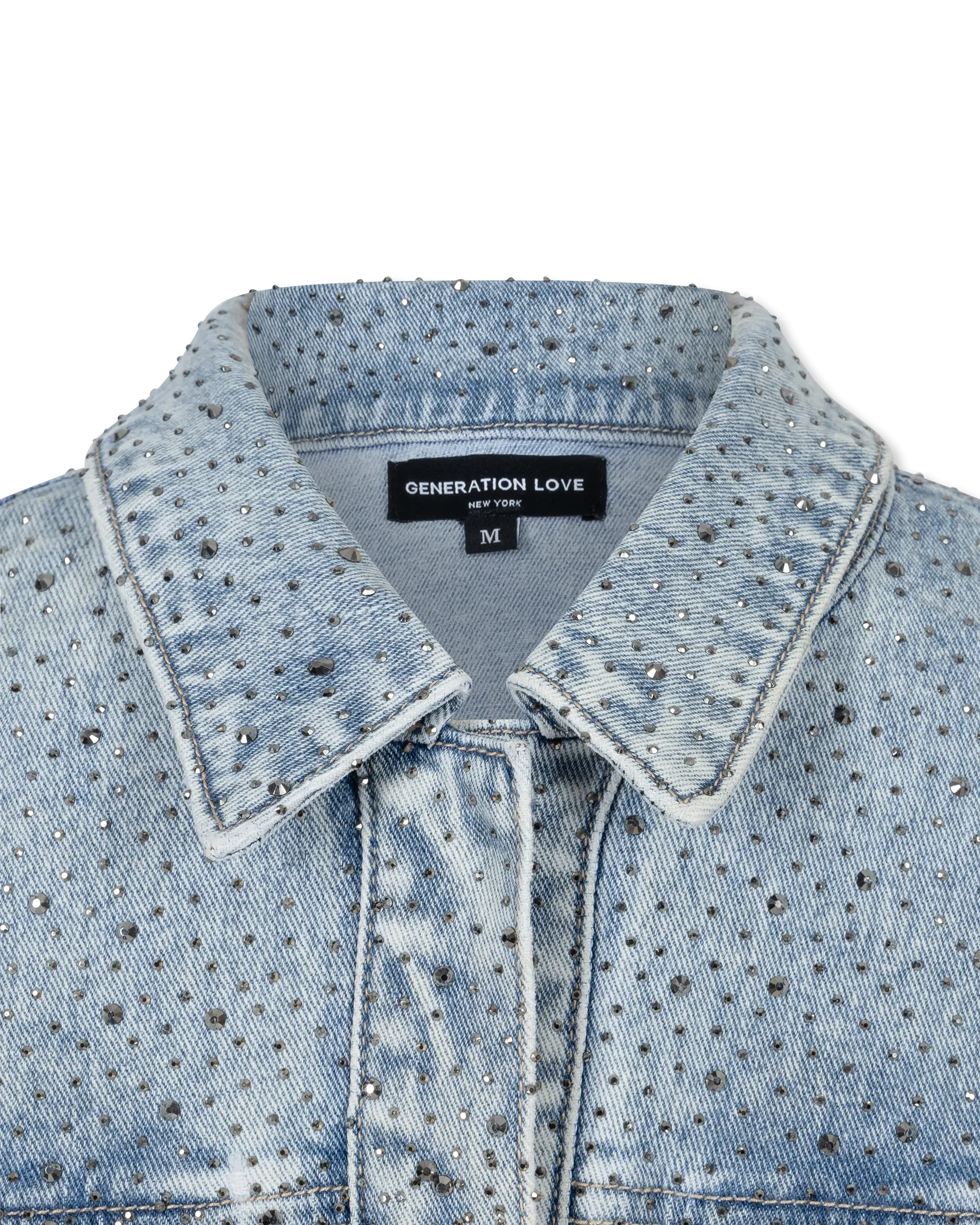 Generation Love Leona Crystal Denim Blazer