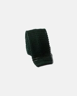 GREEN SOLID SILK KNIT TIE
