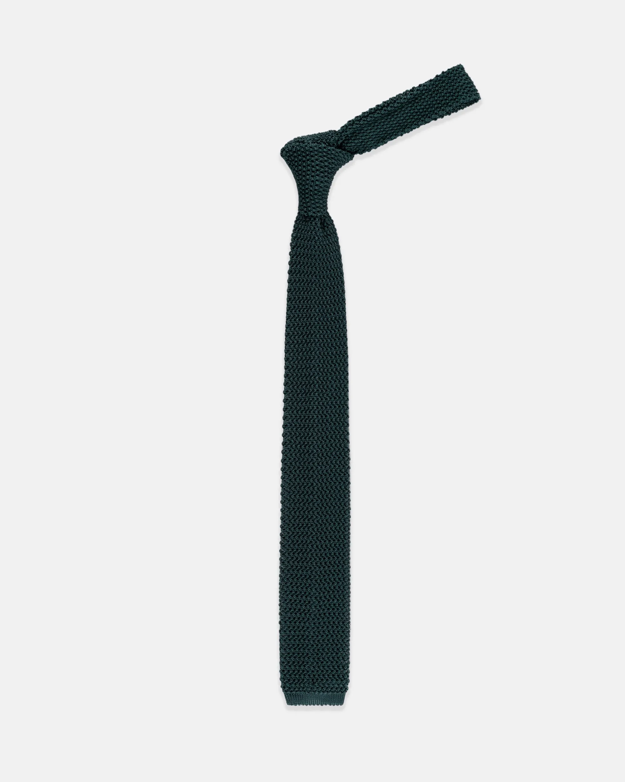 GREEN SOLID SILK KNIT TIE