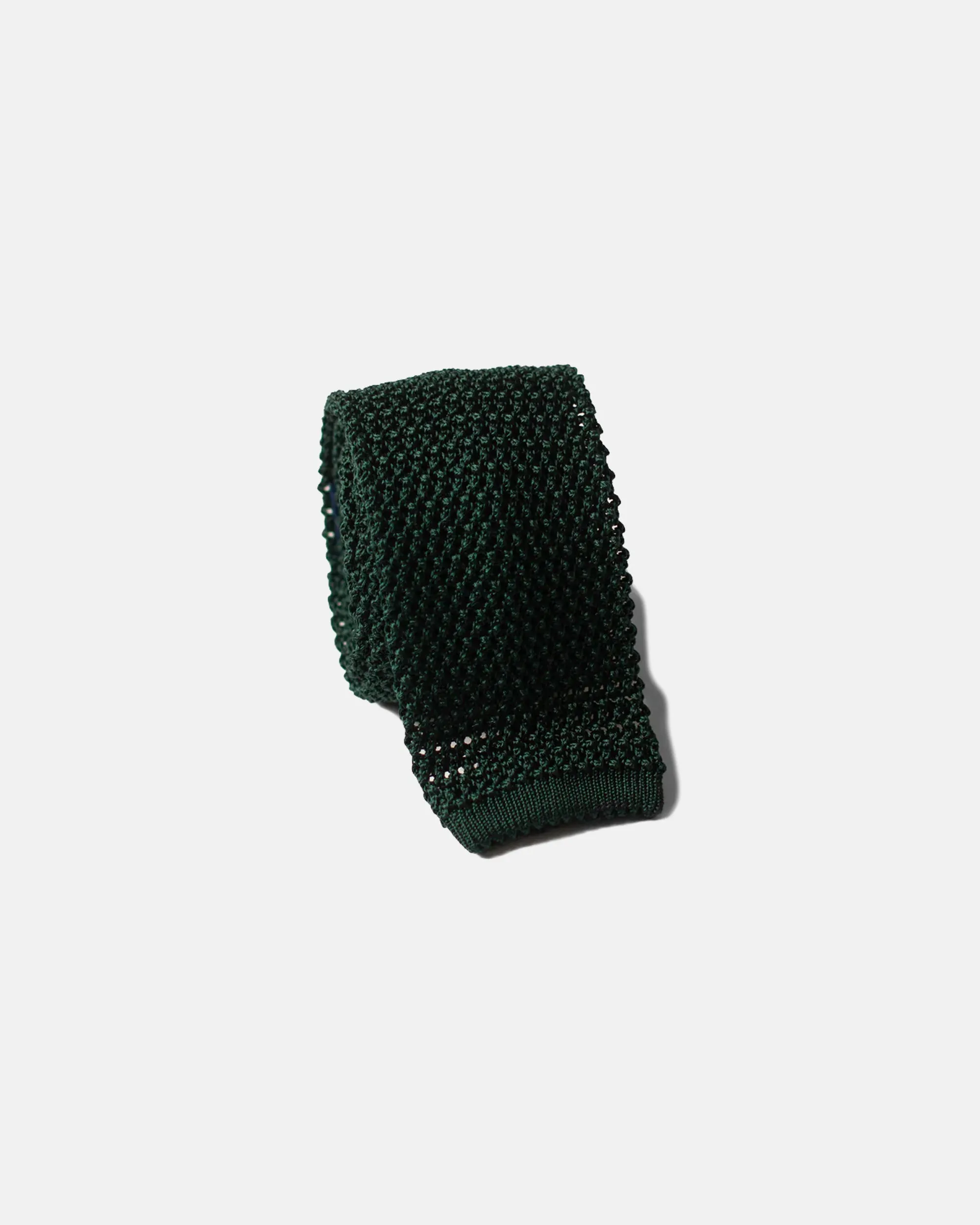 GREEN SOLID SILK KNIT TIE