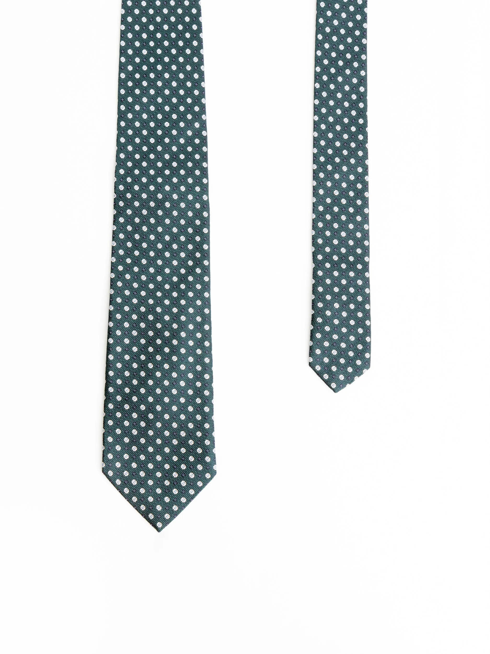 Green/Silver Floral Silk Tie