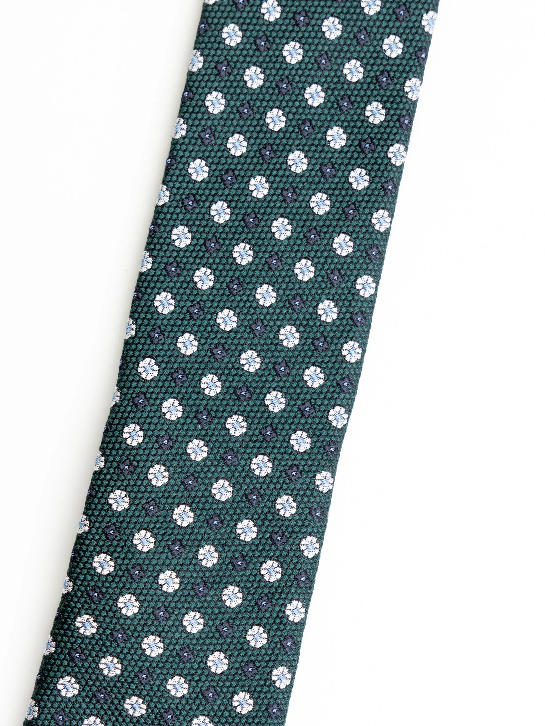 Green/Silver Floral Silk Tie