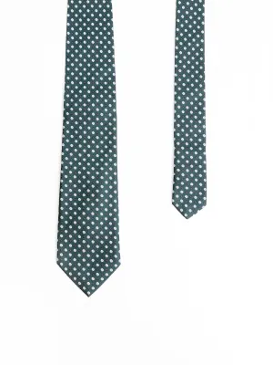 Green/Silver Floral Silk Tie