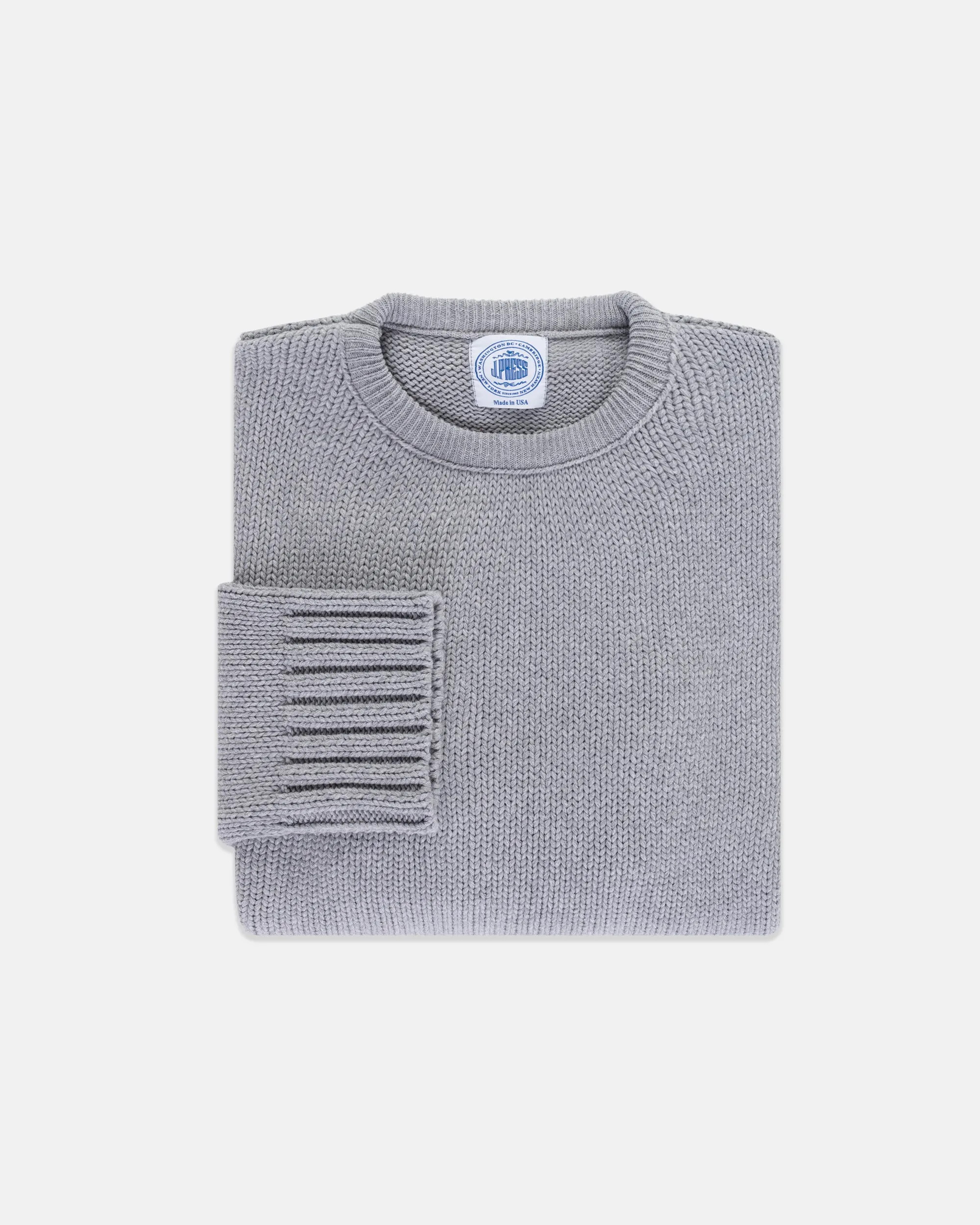GREY MARL CHUNKY COTTON SWEATER