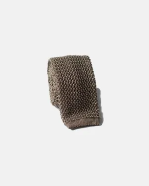 GREY SOLID SILK KNIT TIE