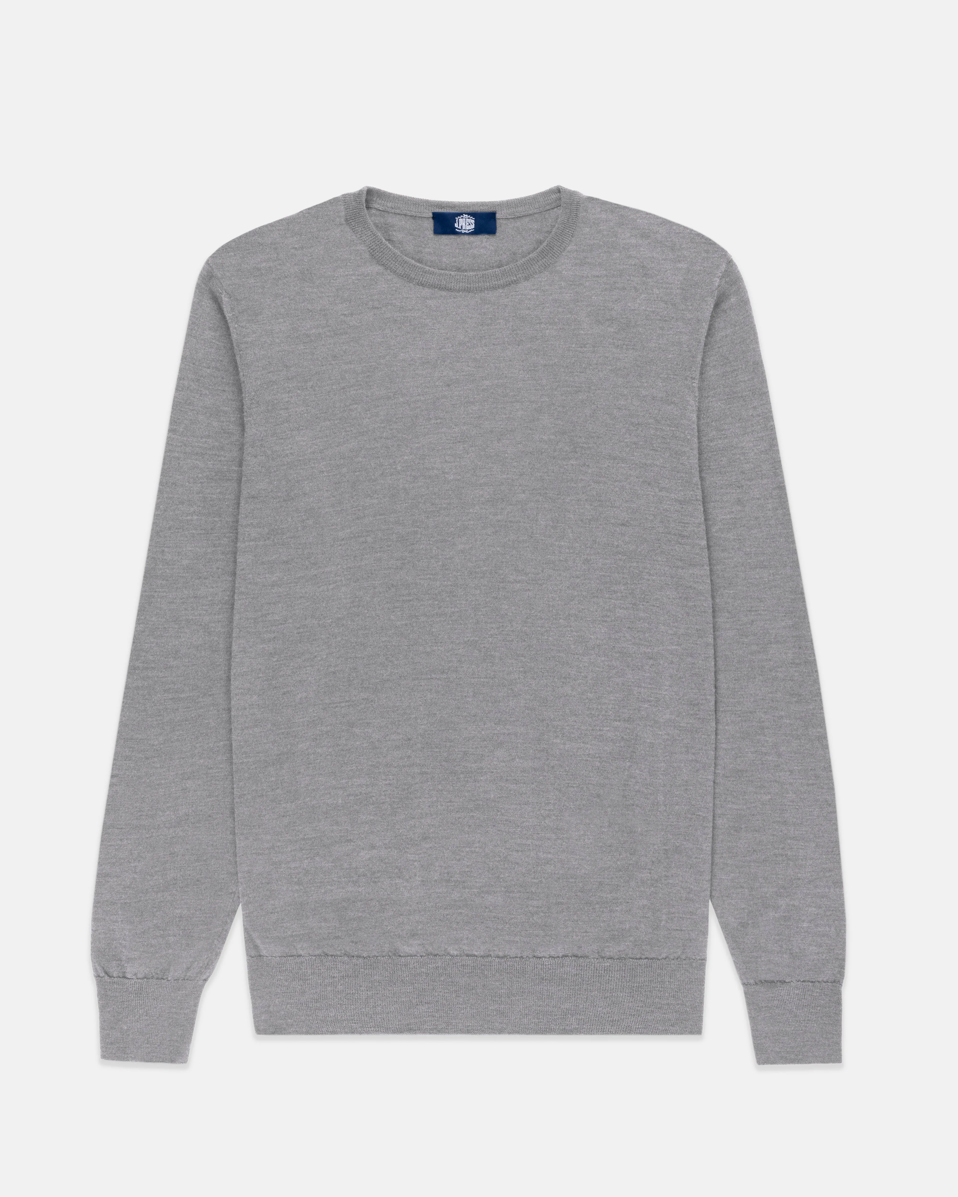 GREY SUPERFINE MERINO WOOL SWEATER