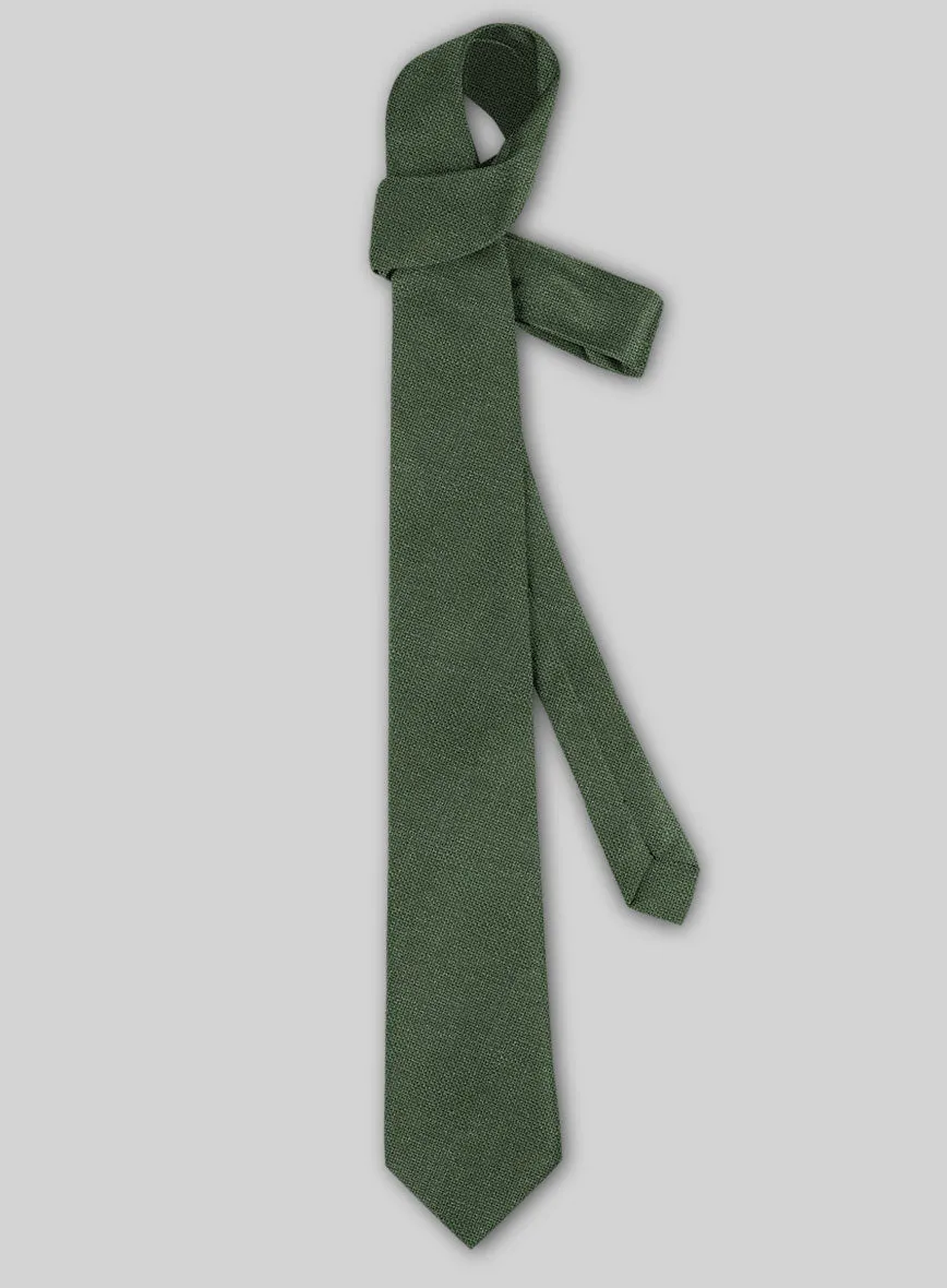 Linen Tie - Italian Prato Green Dobby