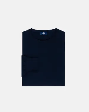 NAVY SUPERFINE MERINO WOOL SWEATER